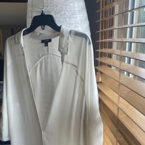 Alfani Ivory Long Sleeve Satin-Look Blouse Dress